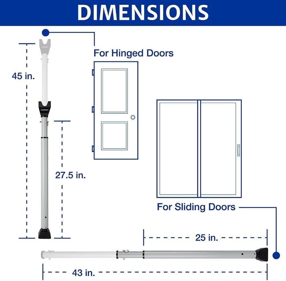 BRINKS Door Security Bar - Adjustable Brinks 1 Pack, Silver