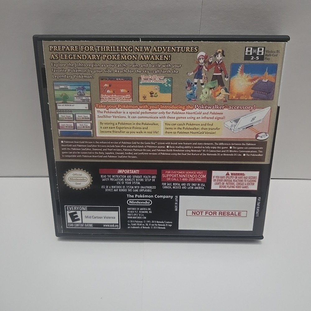 Replacement Case For Pokemon Heart Gold Version Nintendo DS