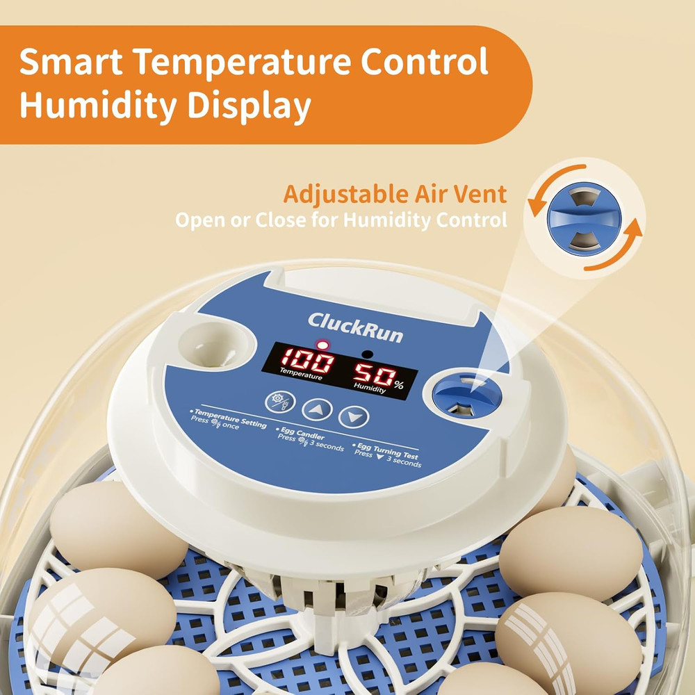12 Egg Incubators for Hatching Eggs, Temperature and Humidity Control, Automatic
