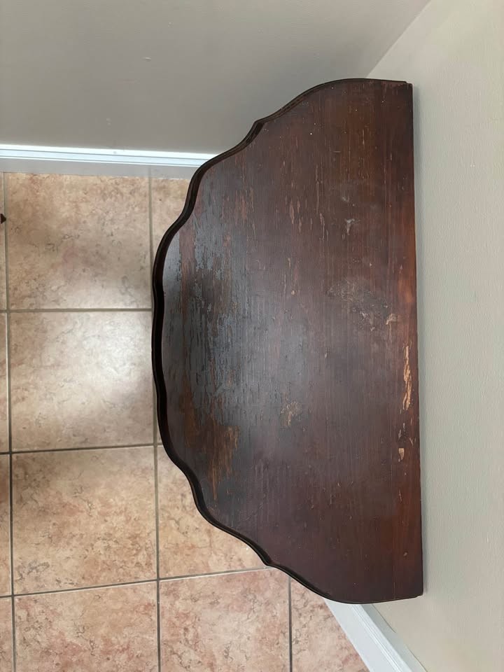 Antique Demi-Lune Console Table – Solid Wood – Distressed Top – Turned Legs