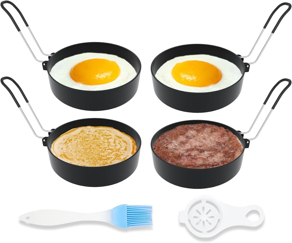 Professional-Grade 3.5" Egg Rings & Separator Set - Effortless Breakfast Maker