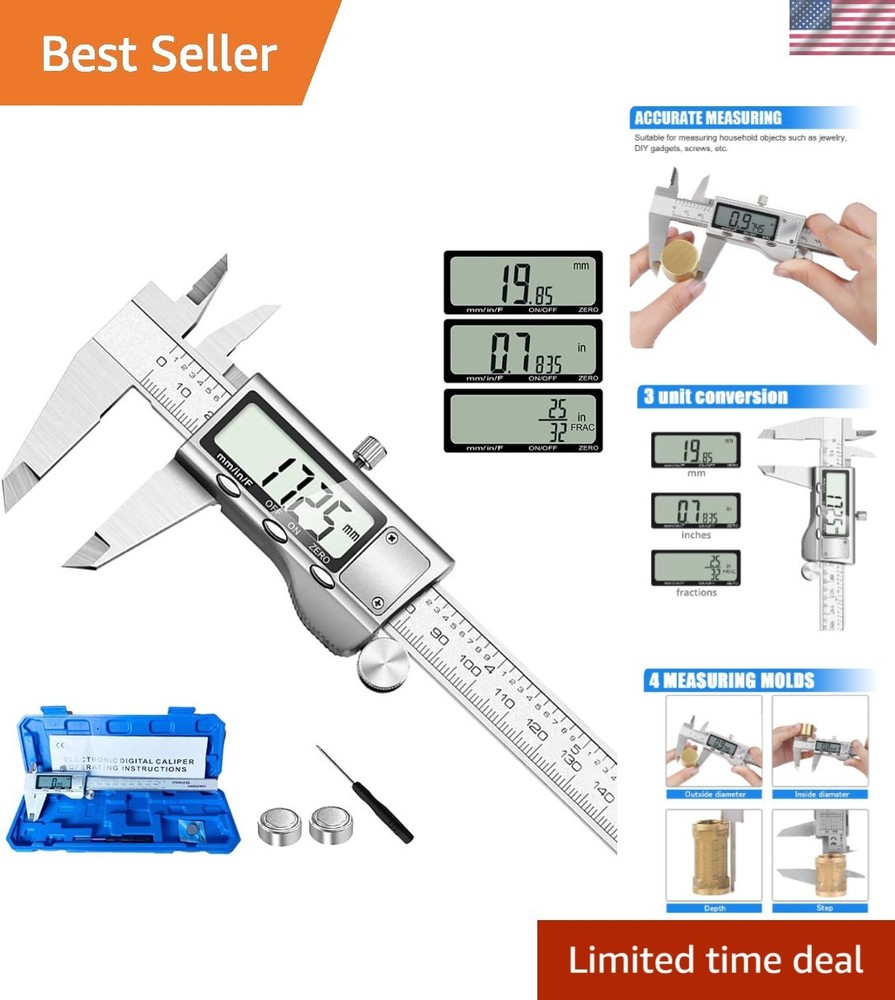 Stainless Steel Digital Caliper Zero Setting Button Differential Measurement