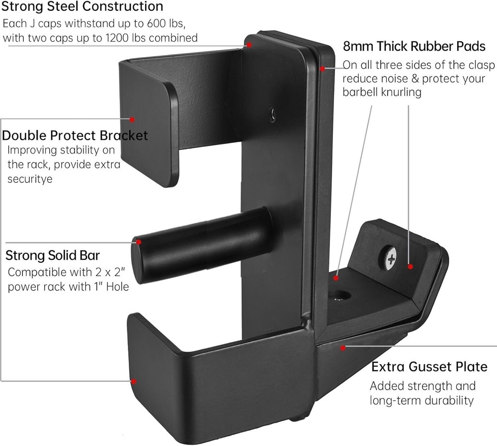 Double Bracket J-Hooks for 2" x 2" Power Rack – Ultimate Stability & Safety--