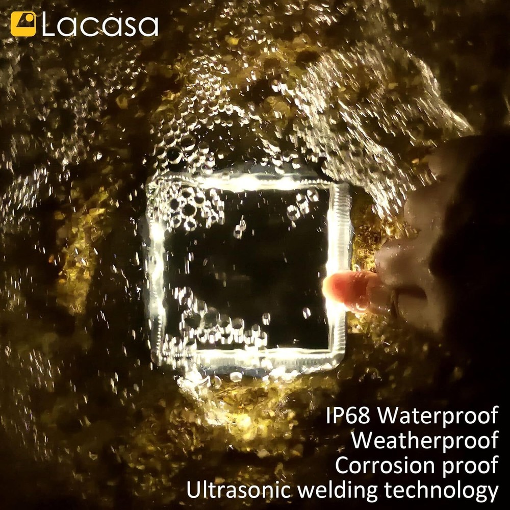 Solar Step Lights, 4-Pack 50LM 3000K Warm White LED Deck Square,