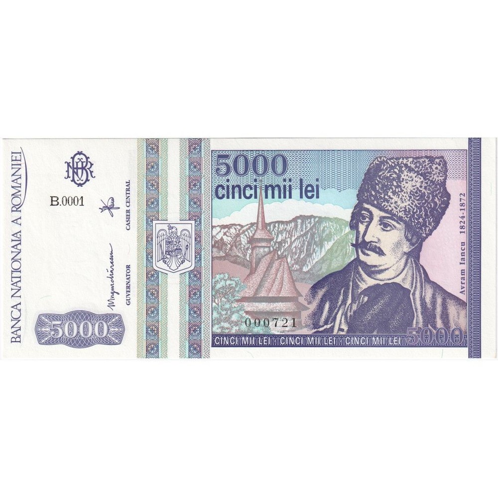 [#376727] Romania, 5000 Lei, May 1993, UNC
