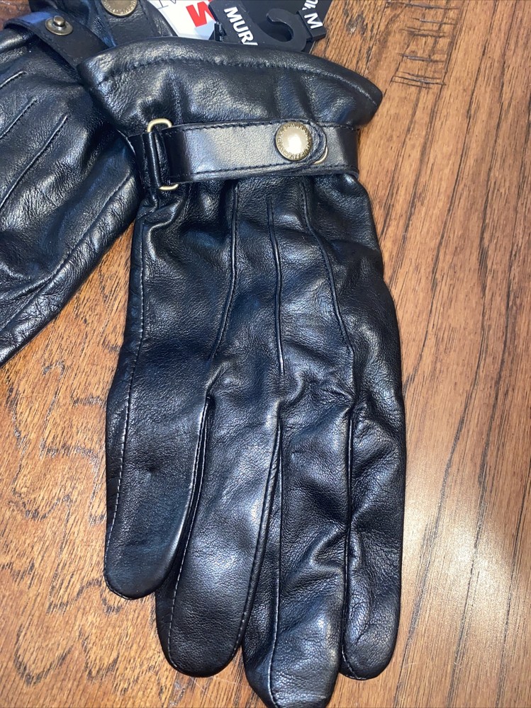 Murano Mens Leather Gloves, Thinsulate Insulation, Black Medium