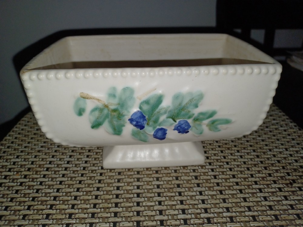 Vintage McCoy Pottery Planter Vase White Rectangle Shaped