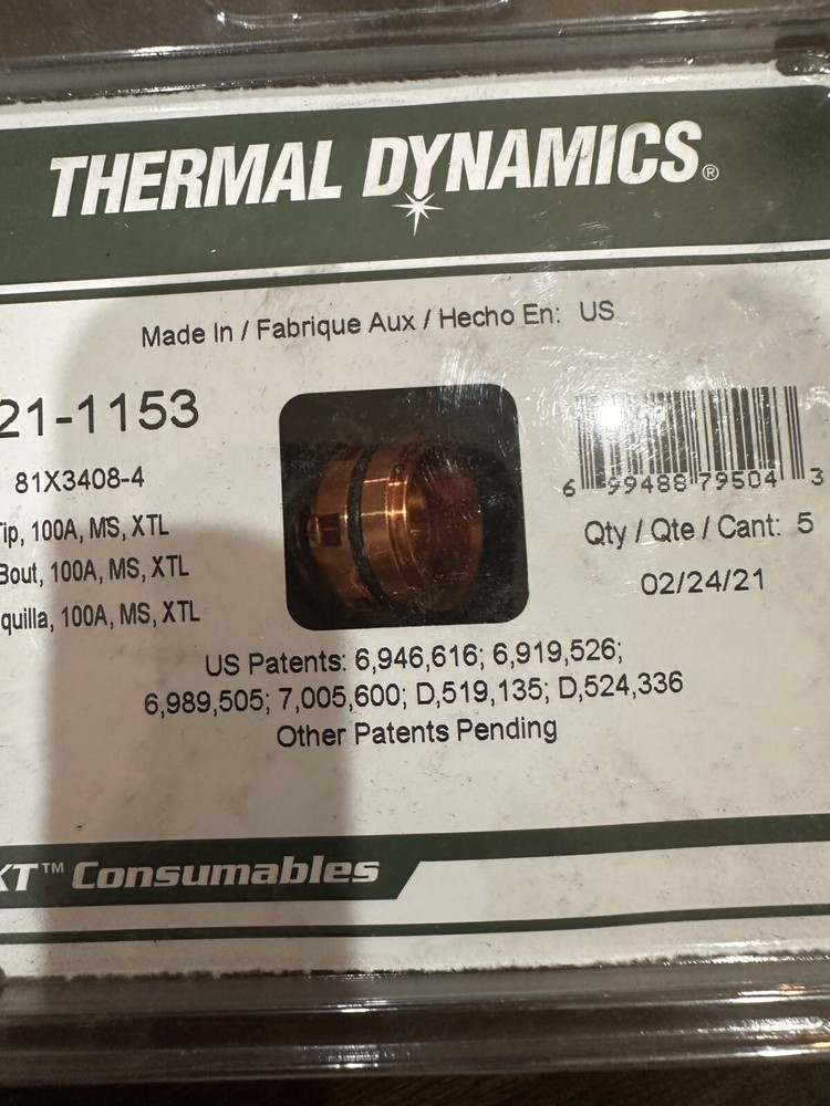Thermal Dynamics 21-1153 TIP 100A Ms XTL  5 pack NEW