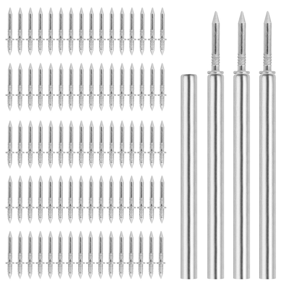 400pcs Hardware Nails Double Head Skirting with 4 Tools 1/4-80, Silver