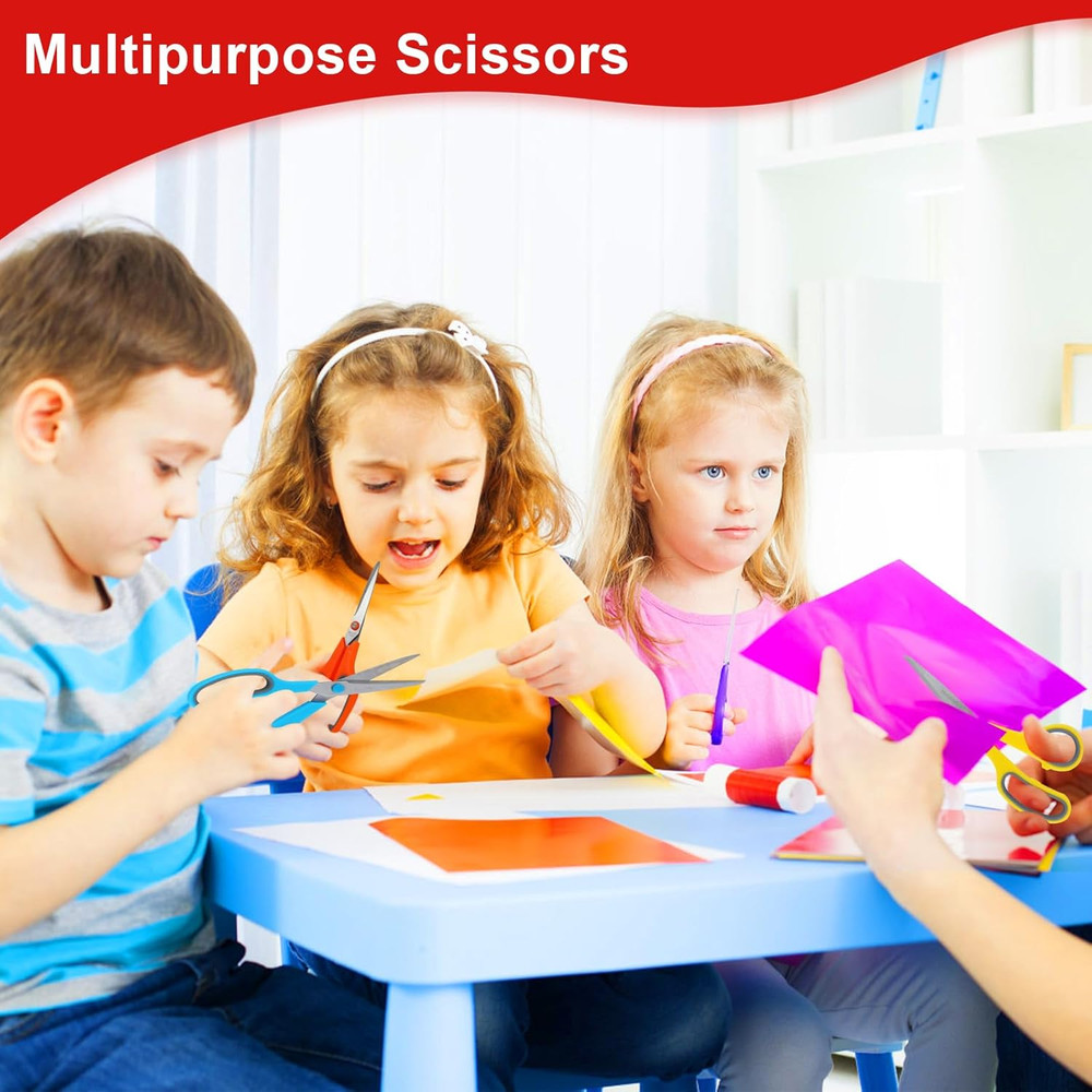 Scissors, 8" Scissors All Purpose Bulk Set of 6-Pack, Sharp Shears for Office H