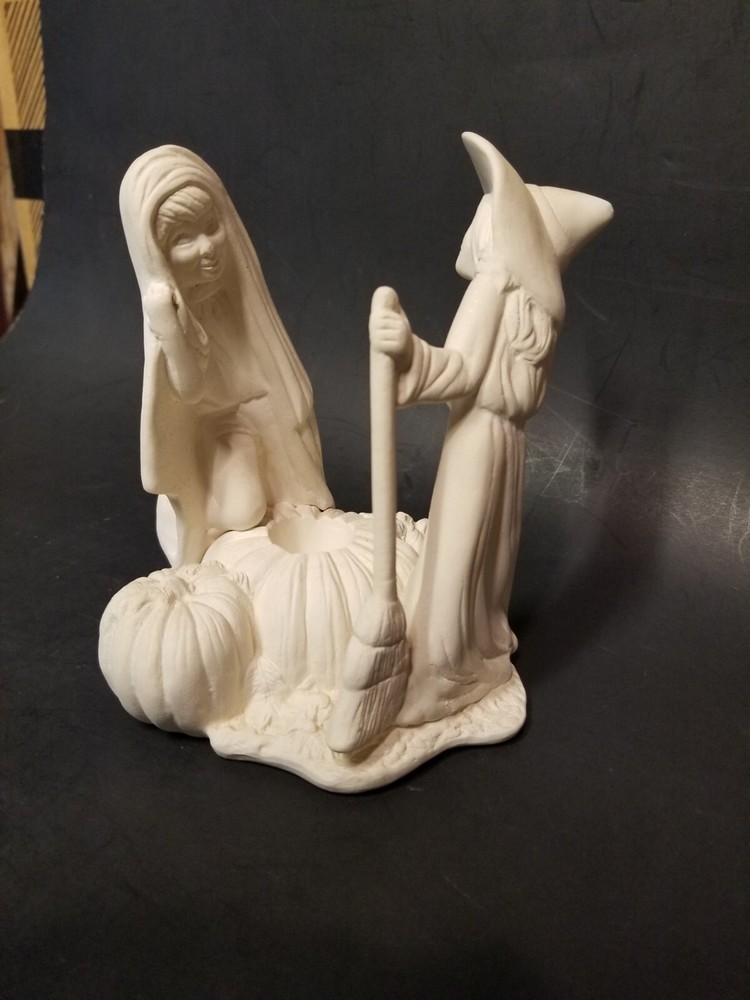 Unpainted ceramic Bisqueware Halloween Candleholder