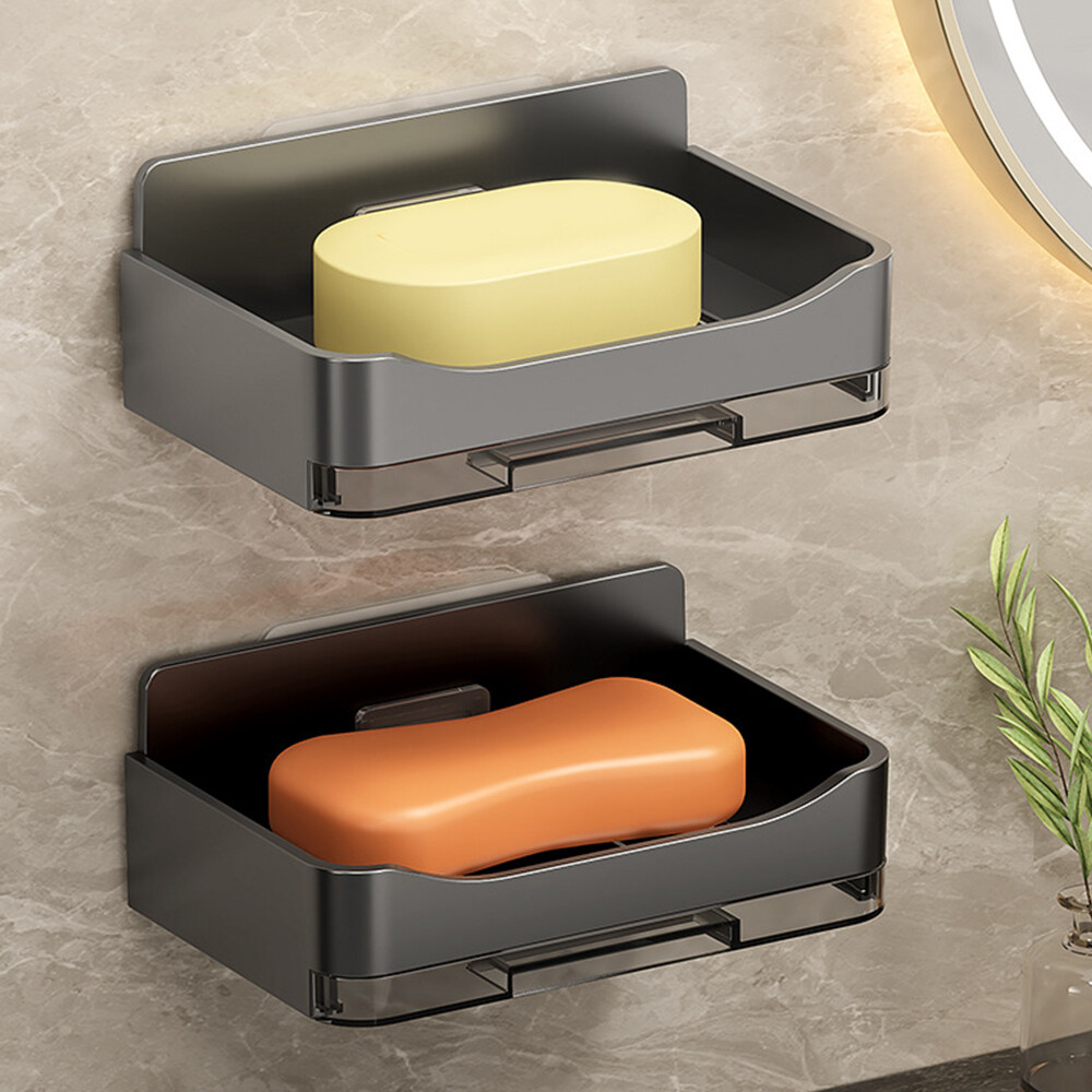 Double Layer Wall Mounted Soap Dish Holder Bathroom Shower Plastic Soap Case⇖