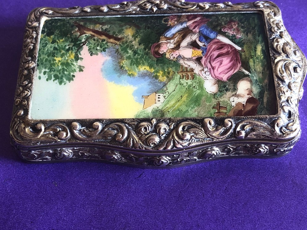 Antique Austrian Sterling Silver And Enamel Compact, Circa 1900