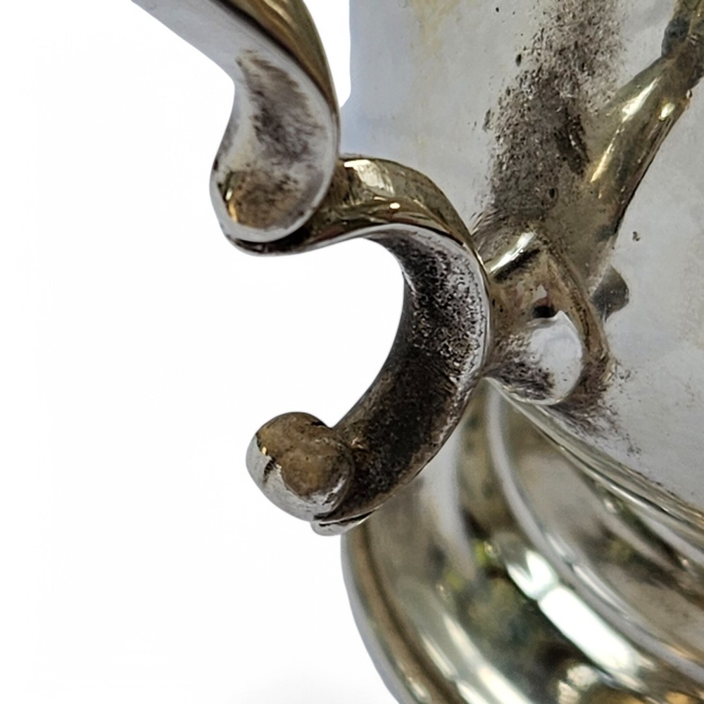 Antique Solid Silver Christening Mug – Rococo Scroll Handle, Baluster Form