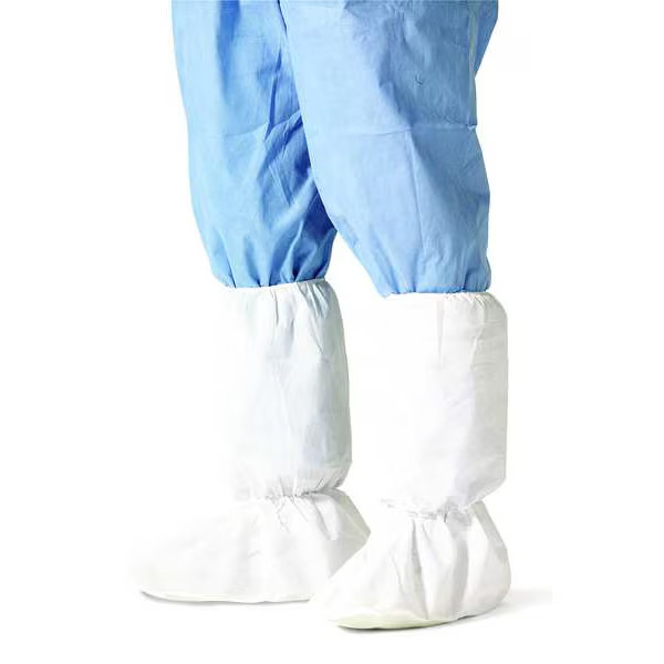 Disposable Boot Covers, L, Polyethylene Coated Spunbond Polypropylene, Elastic,
