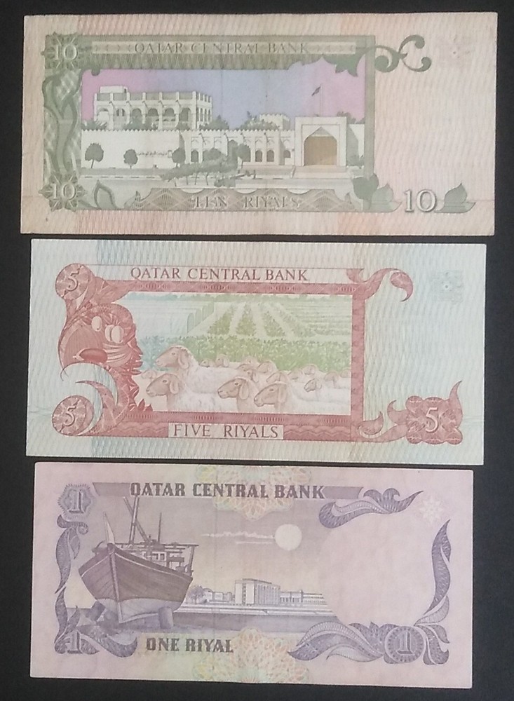 QATAR 1-5-10 Riyals 1980
