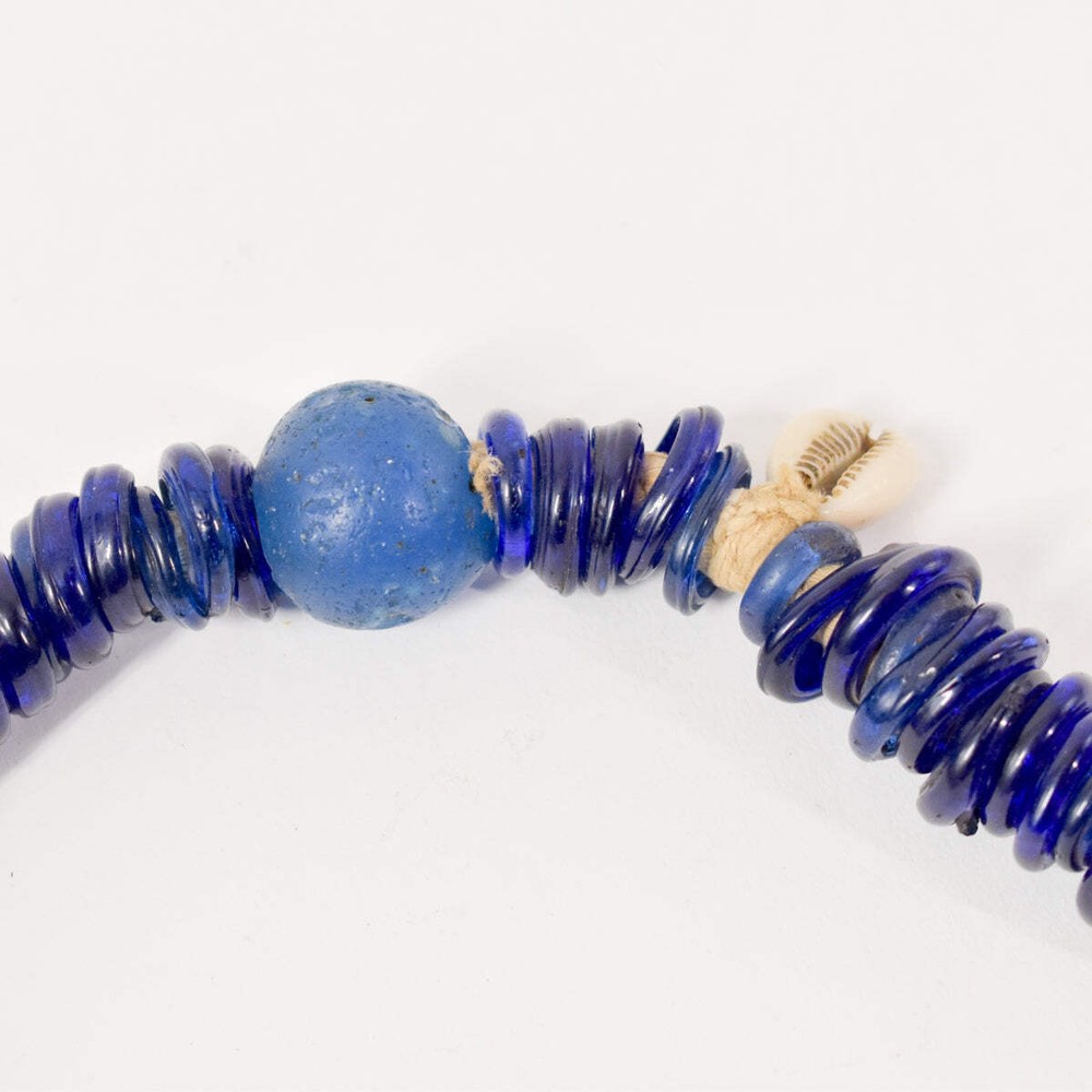 Dutch Donut Blue with Cowrie Shells Trade Beads