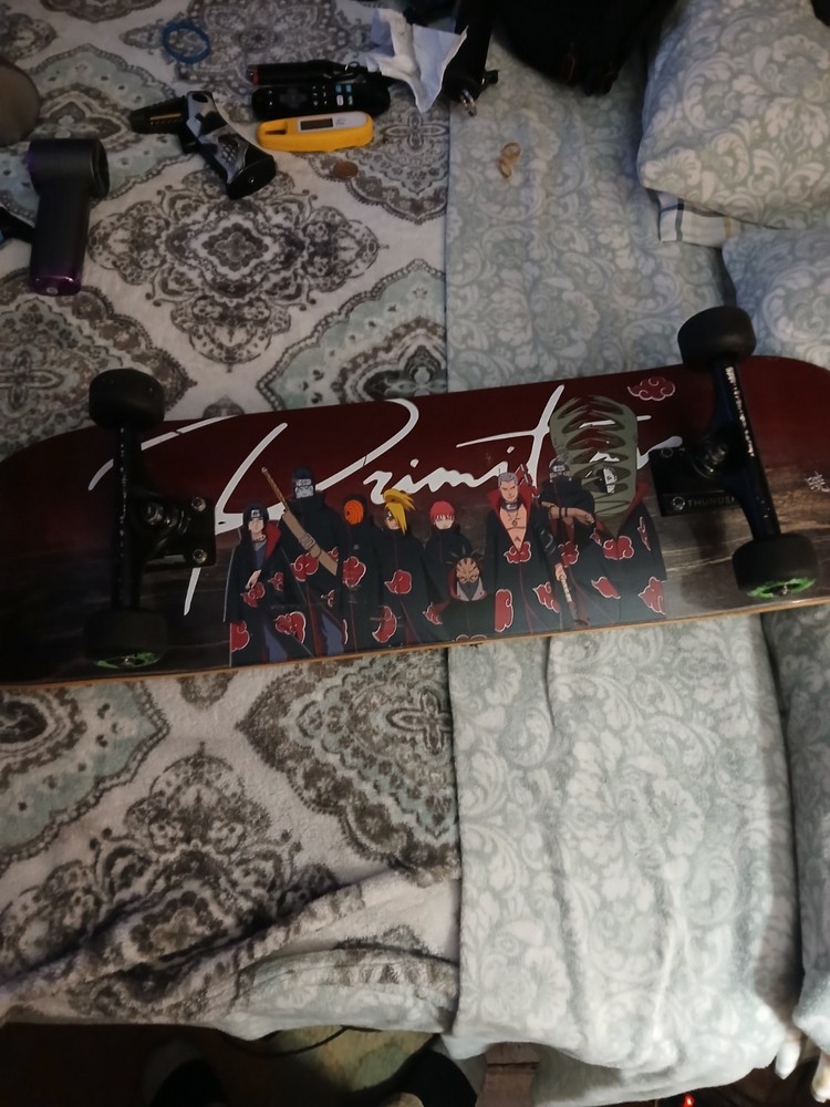 Limited EDITION Primitive X Naruto AKATSUKI clan Skateboard.