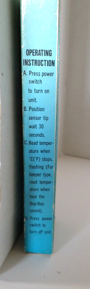 Vintage Oral Digital Thermometer with instructions