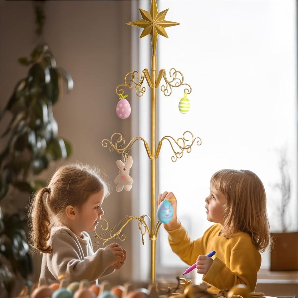 Barton 6.4, 5, 3, 2 ft Wrought Iron Ornament Display Tree Stand Rotating Tree