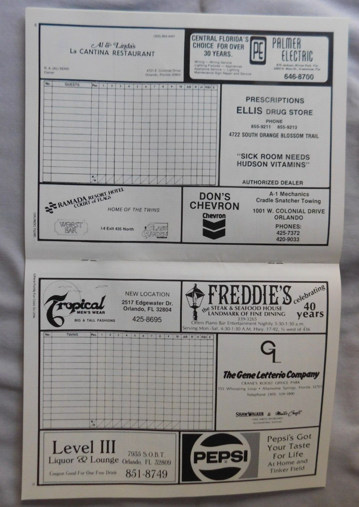 Minnesota Twins 1983 Spring Training Program Ex