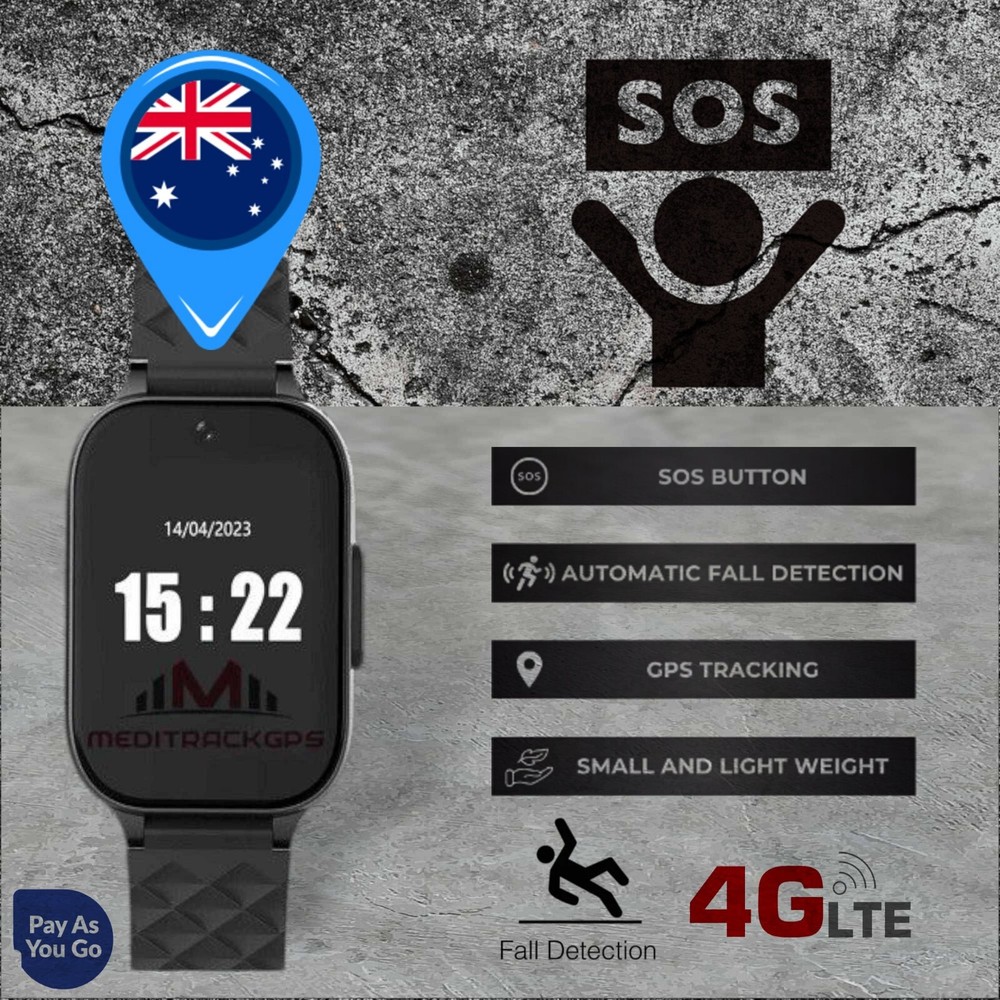 MediTrackGPS® 4G GPS Tracker Personal Elderly Senior Tracking Smart Watch MT52