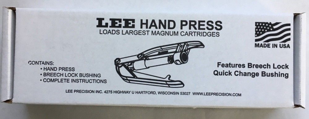 LEE 90685 BREECH LOCK HAND PRESS (SHIPS INSURED )