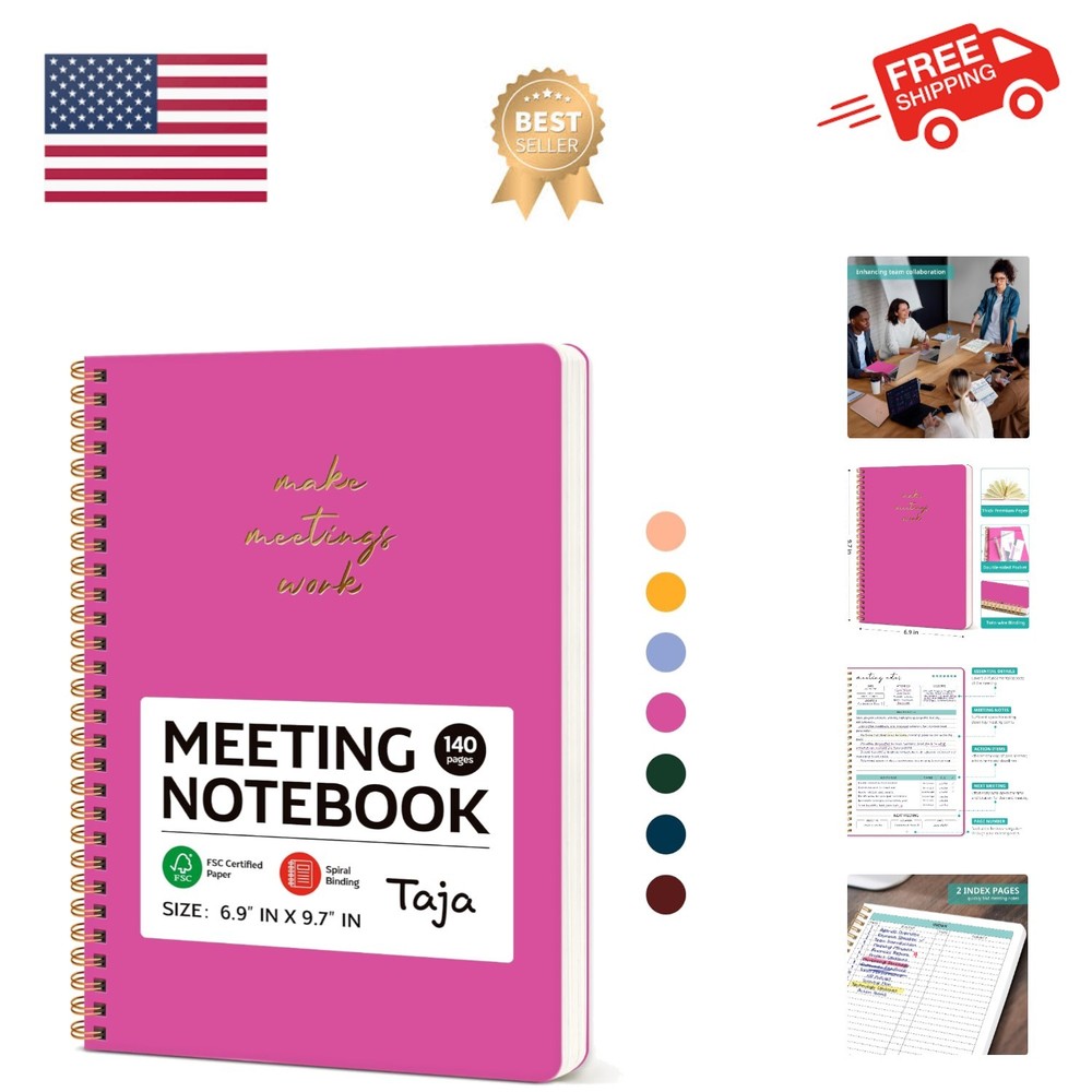 Meeting Notebook for Work Organization - Work notebook with action items, Mee...