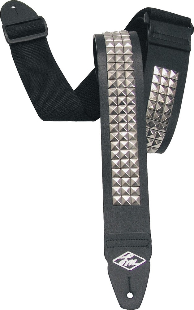 LM Products Studded Leather Guitar Strap Black 2 in.
