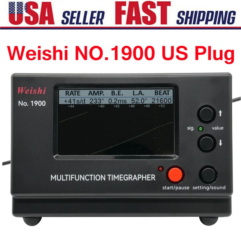 Weishi No.1900 Timegrapher Mechanical Watch Timing Machine Multifunction Black