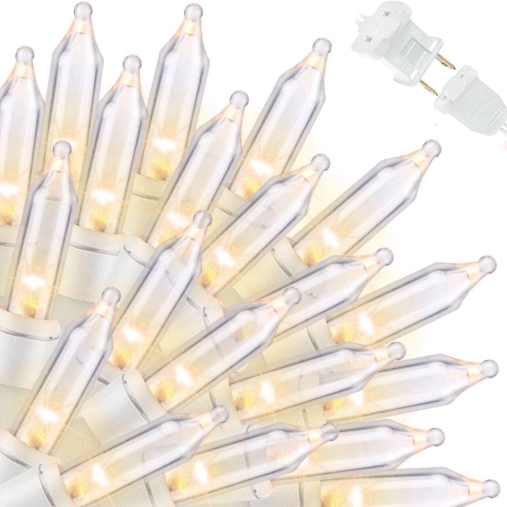 LPHOME Super-Bright Extendable Clear White Wire Christmas Lights