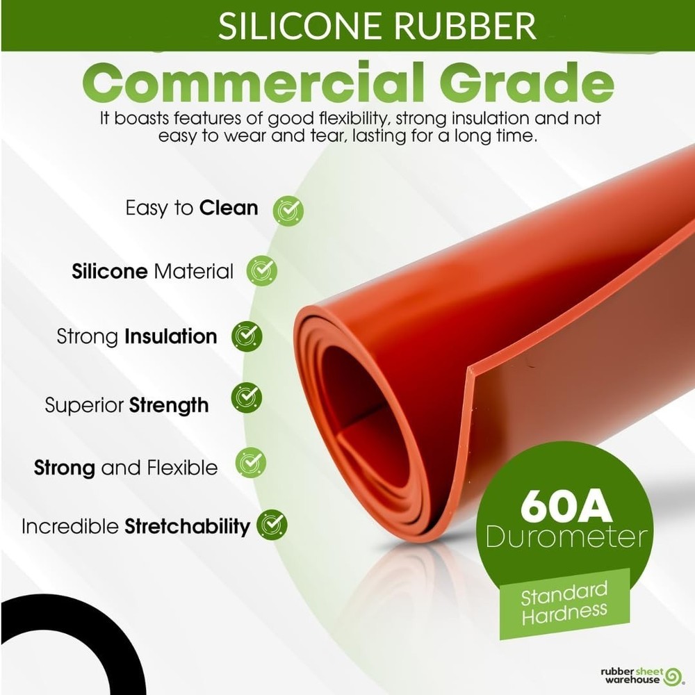 Silicone Rubber Sheet Solid 1/4" Thick x 12"wide x 36"Long High Temp Mat