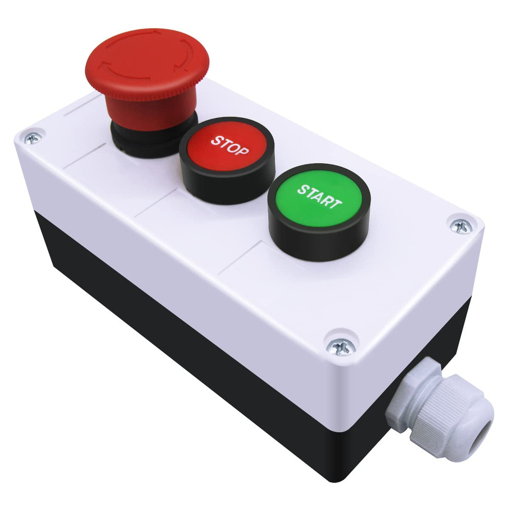 Momentary Start Stop Switch Push Button + 1NC Red Mushroom Latching Emergency e