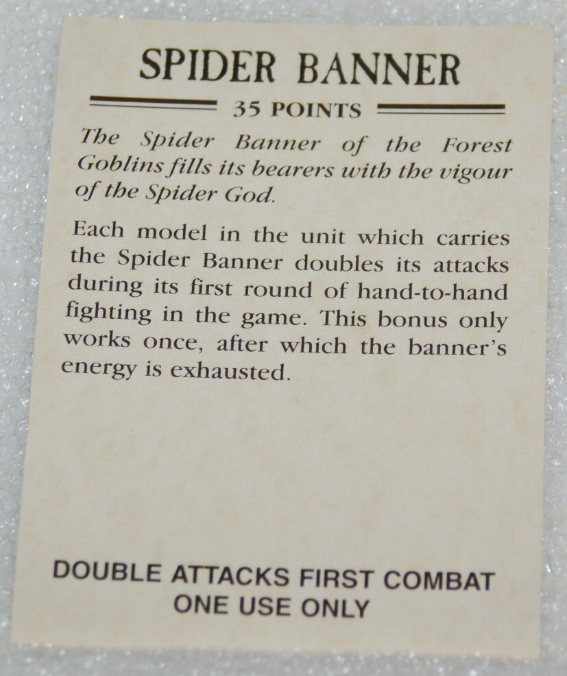 ORIGINAL WARHAMMER FANTASY MAGIC STANDARD SPIDER BANNER FOREST GOBLINS ONLY READ