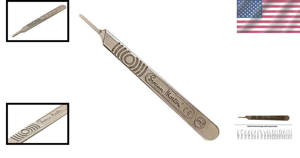 Solid Stainless Steel Scalpel Handle No.3 - Compatible with Multiple Blade Sizes