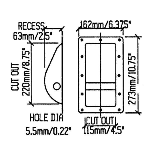 Penn-Elcom H1070 Large Recessed Steel Handle