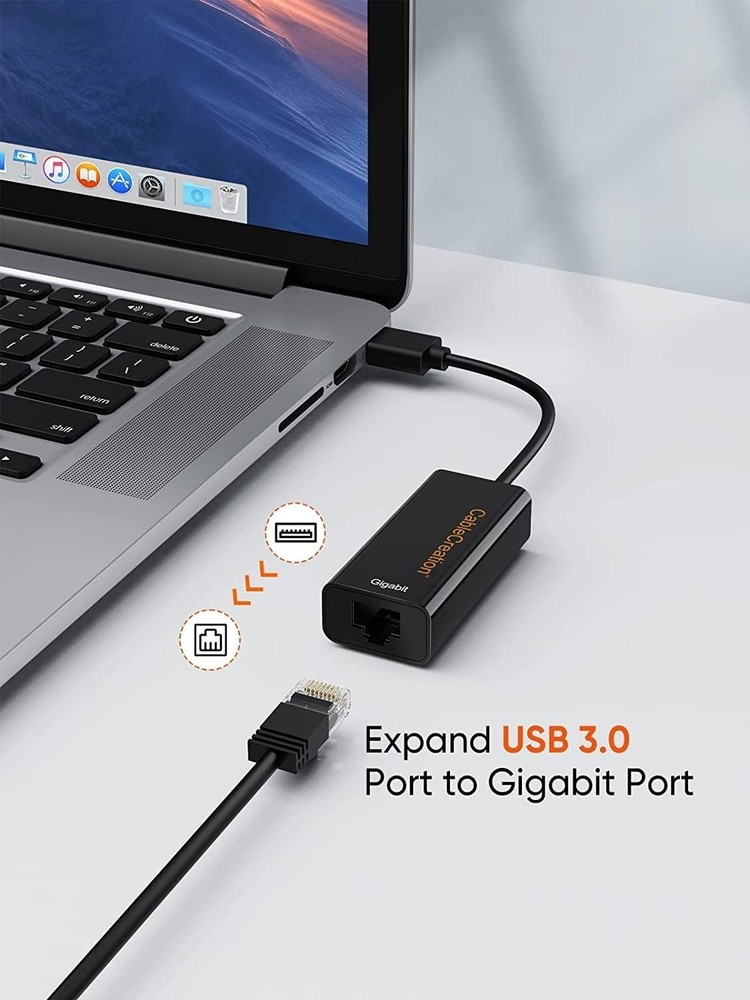 USB 3.0 Gigabit Adapter (2-Pack), Cable Creation RJ45 Network Black Ethernet NEW