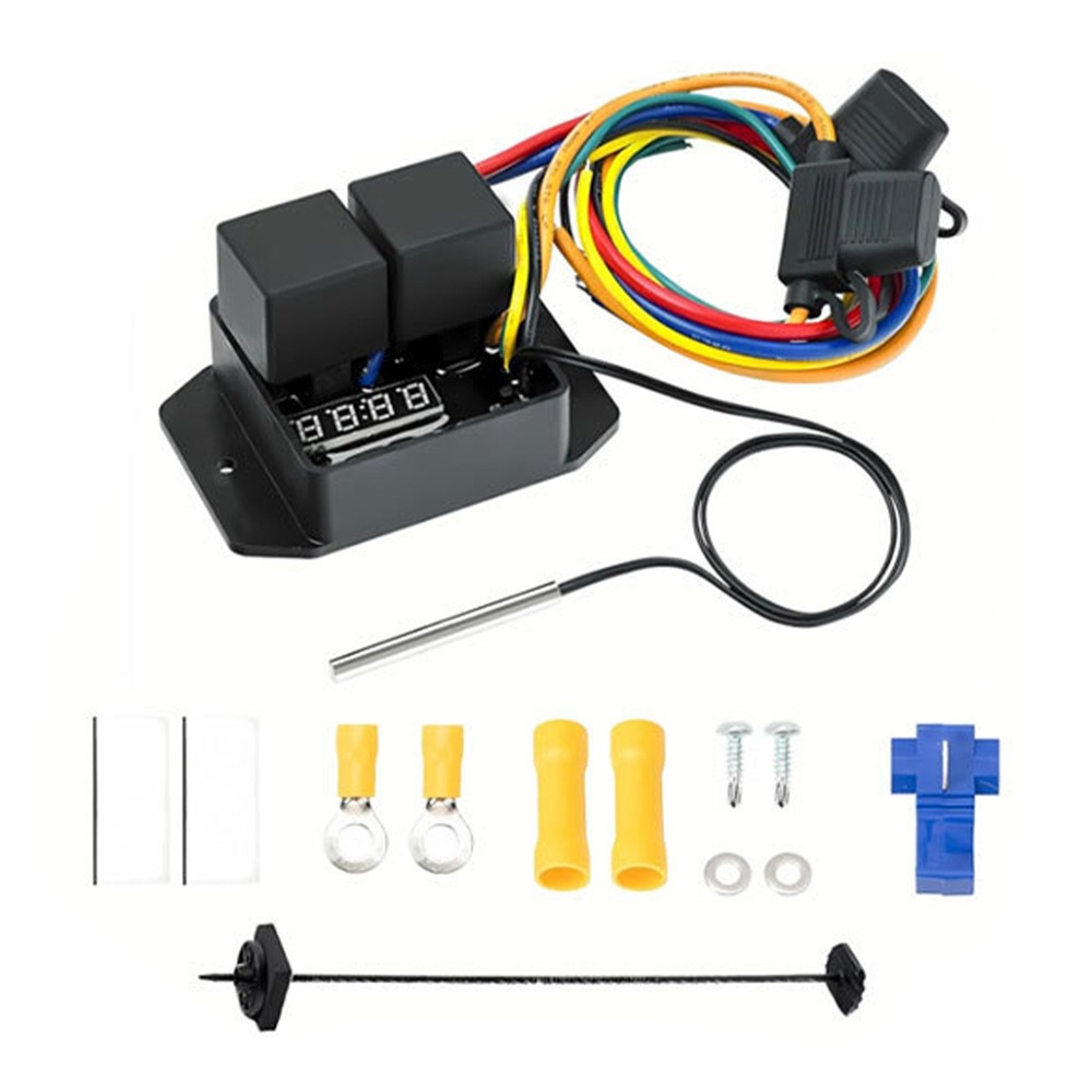 12V/24V Digital Electric Radiator Fan Controller Switch Kit with Adjustable USA