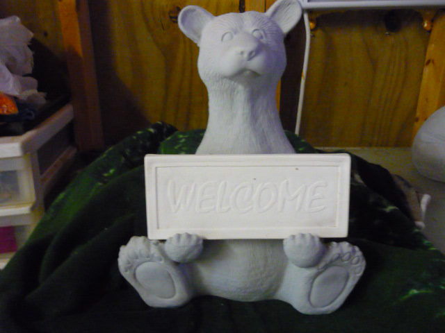 Ceramic Welcome Sitting Bear Ready to Paint