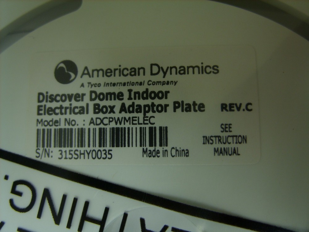 AMERICAN DYNAMICS DISCOVER DOME INDOOR ELECTRICAL BOX ADAPTOR ADCPWMELEC - NOS