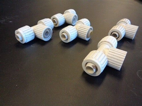 PEX SET OF (5) 3-WAY FITTING TEE 3 1/8" X 1 5/8" WHITE MARINE BOAT