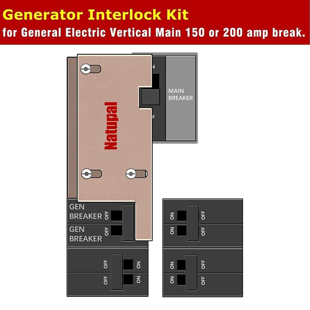 Generator Interlock Kit for GE Electrical Vertical Main Breaker 150A/ 200A Panel