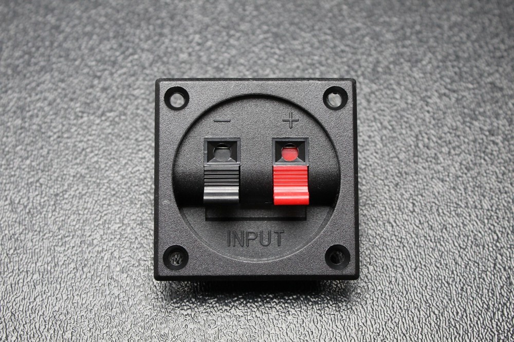 (2) SQUARE JACK TERMINAL CUP SCREW SPEAKER SUBWOOFER BOX SPRING LOADED TCSS