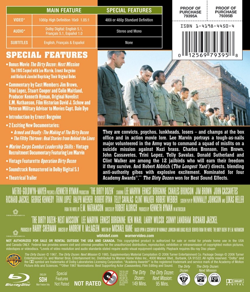 The Dirty Dozen Blu-ray Lee Marvin NEW