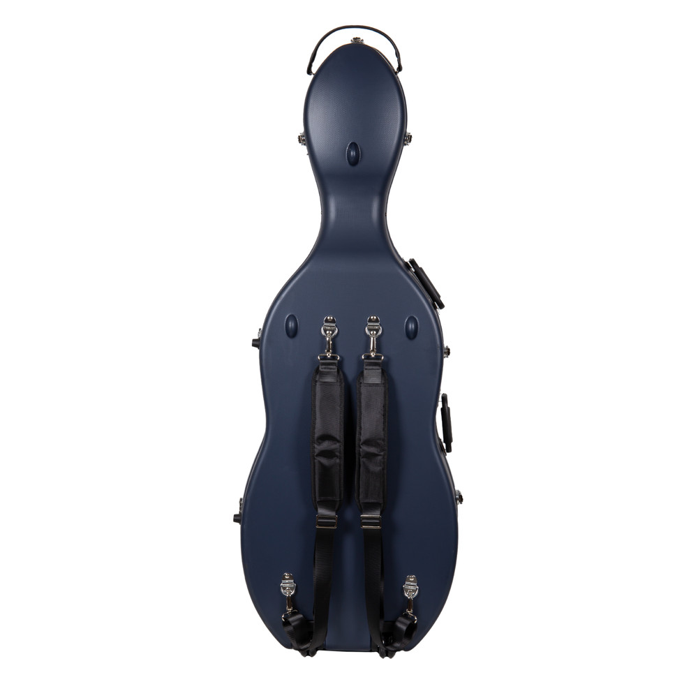 Crossrock 4/4 & 3/4 Cello Case with Wheels-Matte Blue ABS Shell-Backpack Strap