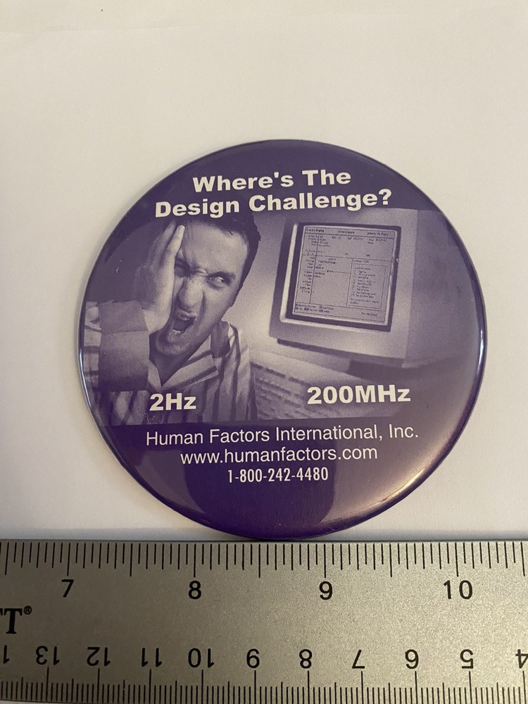 Human Factors International Where’s The Design Challenge? Pin Back Button P190