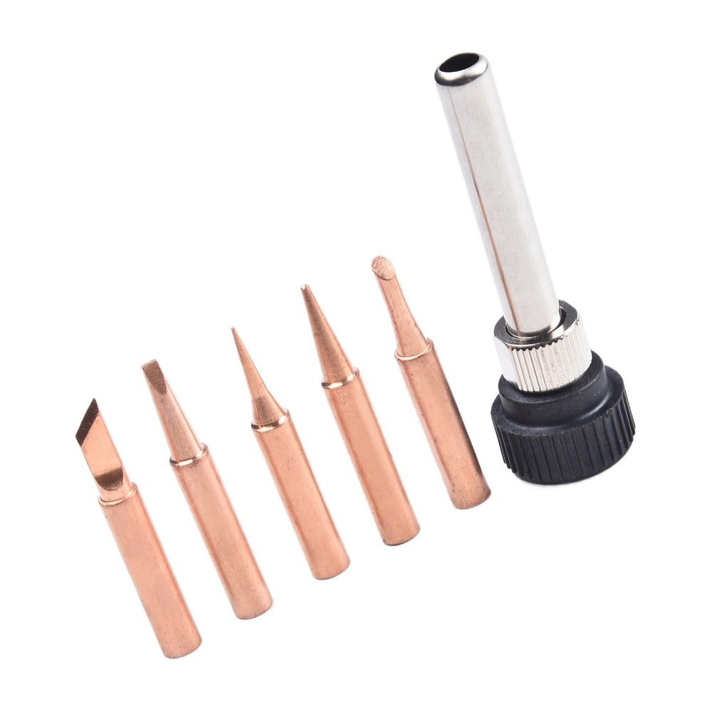 Reliable Copper Iron Tip Set 6pcs Tips and Handle Adapter for Easy Soldering