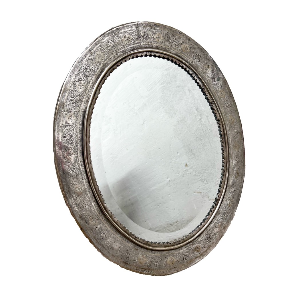 Persian Engraved Silver Table Mirror c1900