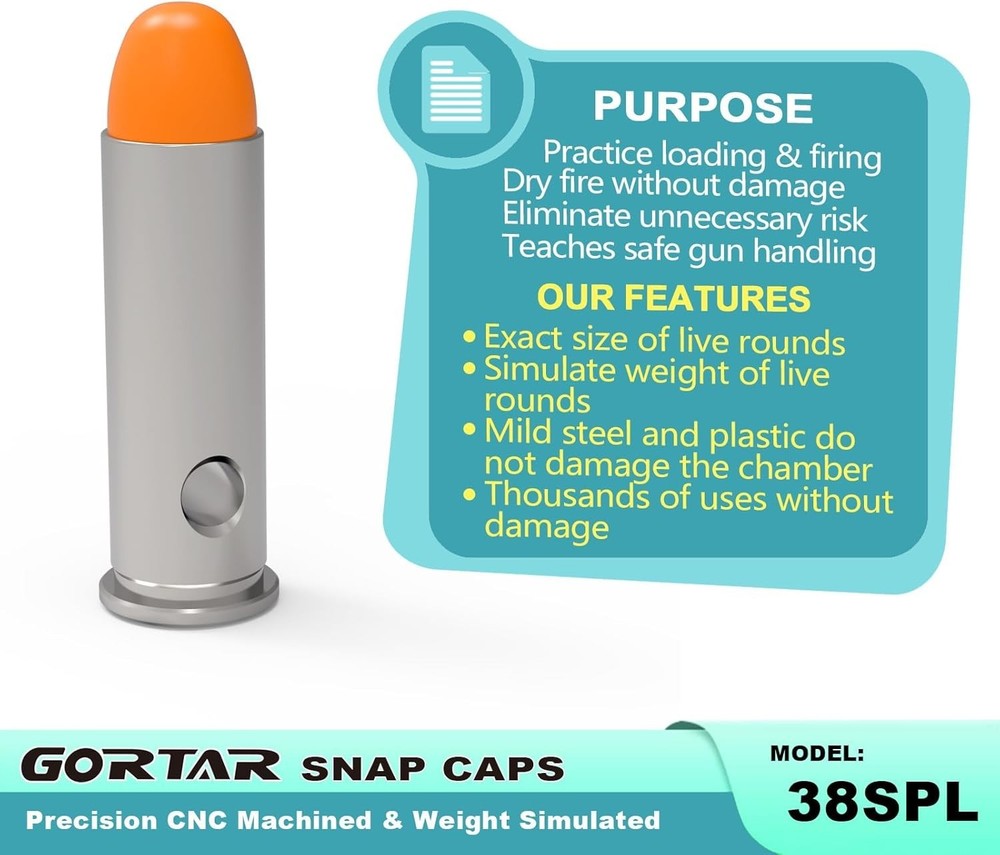 10-Piece Snap Cap Training Set for Safe Dry Fire & Realistic Reload Drills