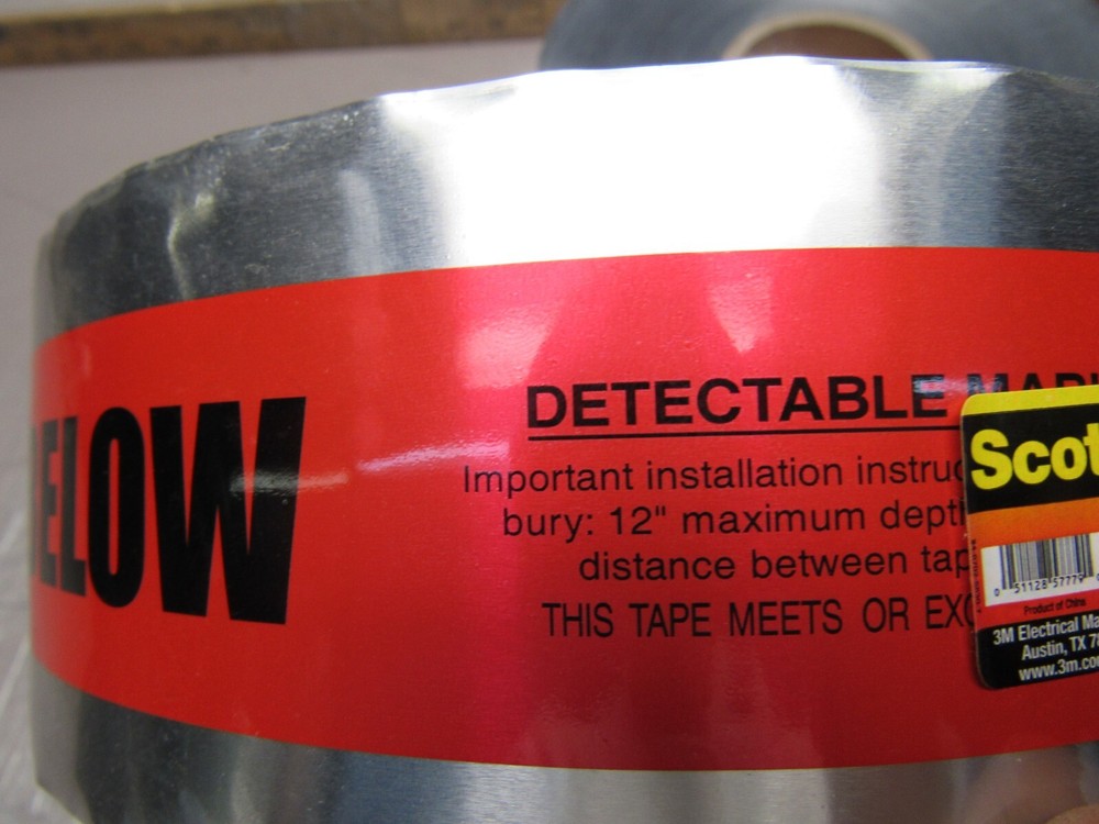 2-ROLLS SCOTCH CAUTION BURIED ELECTRICAL LINE BELOW TAPE 3"x1000FT DETECTABLE
